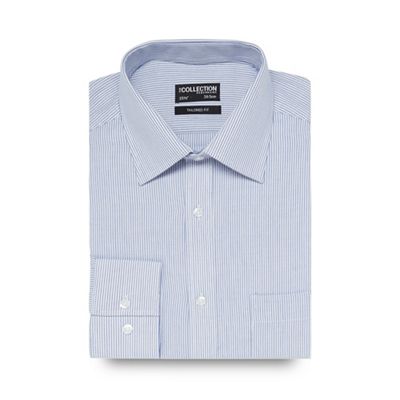 White and blue striped tailored fit shirt